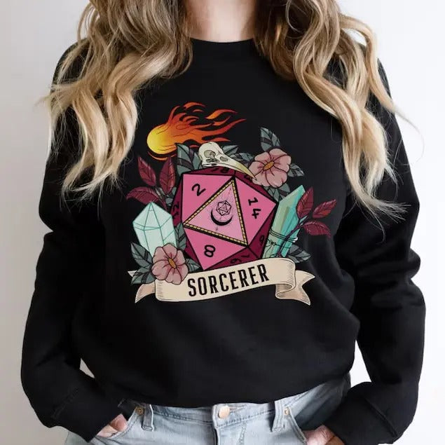 DND SORCERER SWEATSHIRT Hoodie T-Shirt, Sorcerer dnd sweatshirt , Dungeons and Dragons sorcerer weatshirt, D&d Sorcerer Sweater, Sorcerer dice