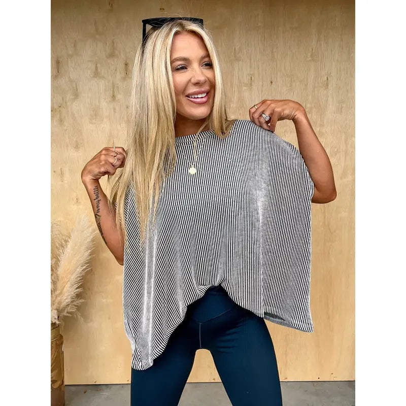 DOORBUSTER - Learning My Worth Black Striped Top