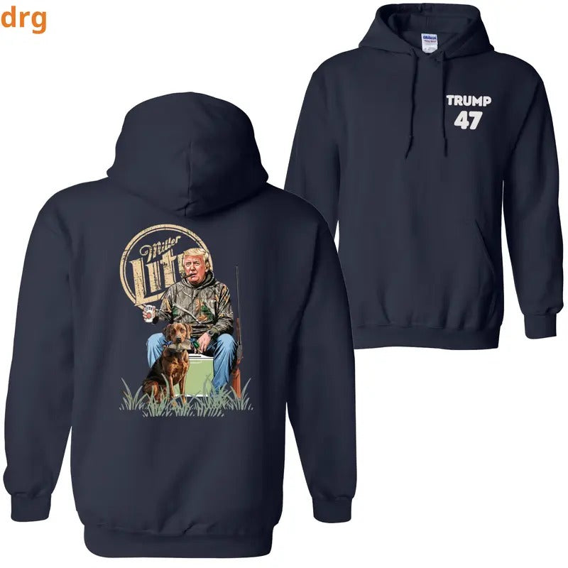 DRG Trummp 47 Winter Lit Hoodie, Patriotic Hunting Graphic Sweatshirt, Unisex Casual Sweater for Trummp Supporters