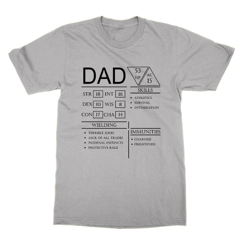 Dad Dungeons And Dragons Character Sheet T Shirt, Tee Rpg Dnd Gm Dungeon Master Fathers Day Top