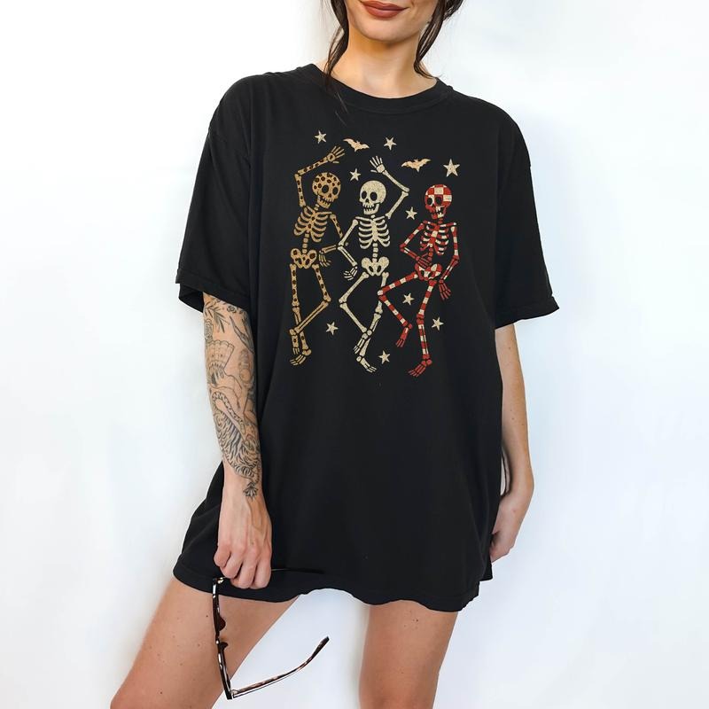 Dancing Skeletons - T-Shirt , Unisex Sizing, Funny Tee, Comfortable Shirt, Halloween Theme