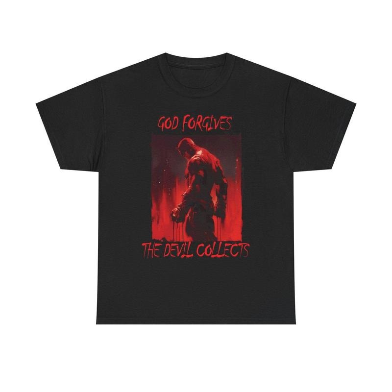 Daredevil Noir Unisex Heavy Cotton Tee, Marv3l0 Comic Book Superhero T-Shirt, Gritty Urban Style Shirt, Bad Ass Gift for MCU Fans, Birthday