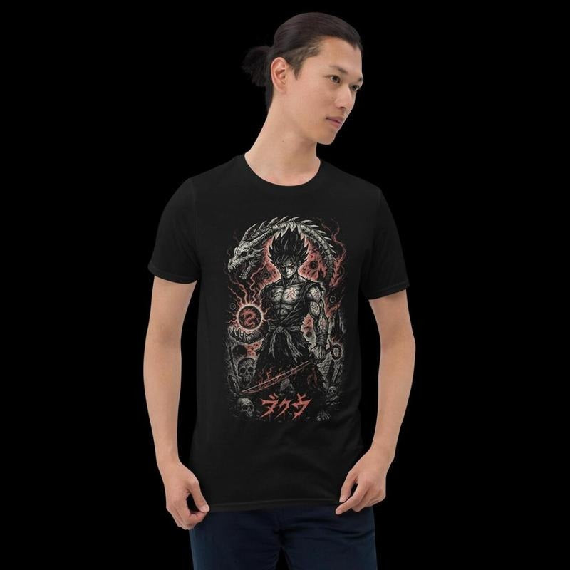 Dark Goku T-Shirt, Inspired by Dragon Ball Z Anime, Gothic Manga Shirt, Saiyan Graphic Tee, Comfortable Stretch, Moves with You