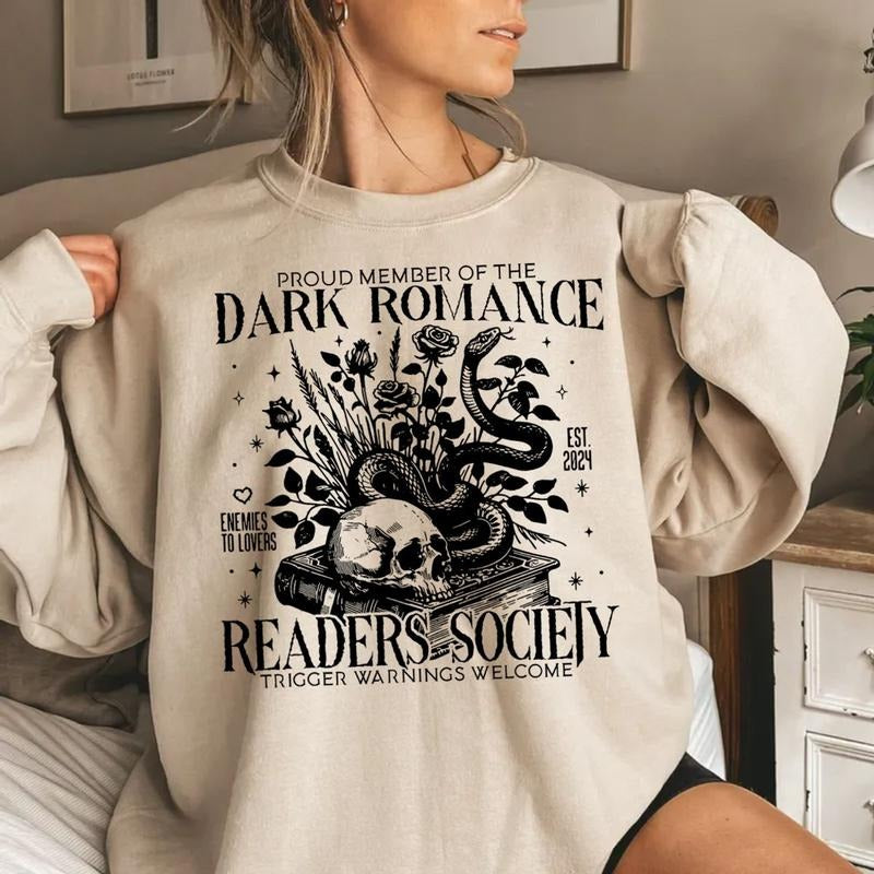 Dark Romance Readers Society Shirt, Book Lover, Bookish Shirt, Smut Lover Gift, Dark Romance Book, Spicy Book Lover, Unisex Sweater Pullover Tee