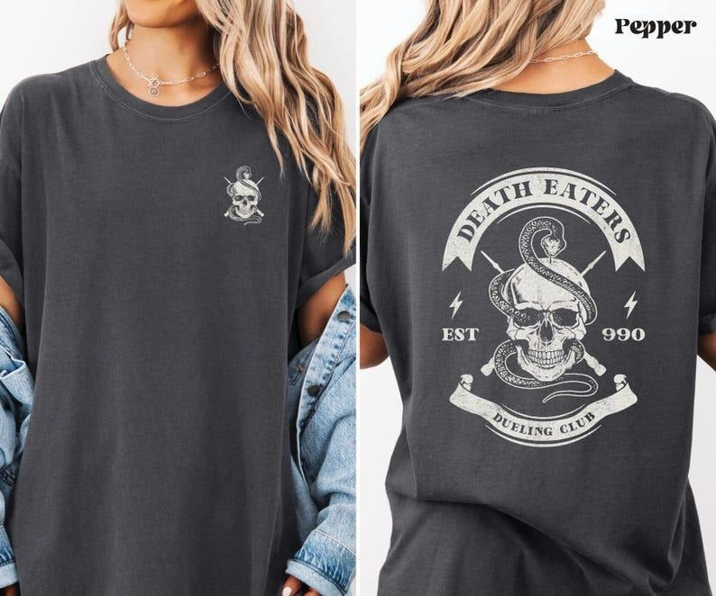 Death Eater TShirt 2 Sides, Bellatrix Inspired Tee, Voldemort Shirt, Universal Dark Arts, Theme Park Shirt, HP Books Shirt, Booktok