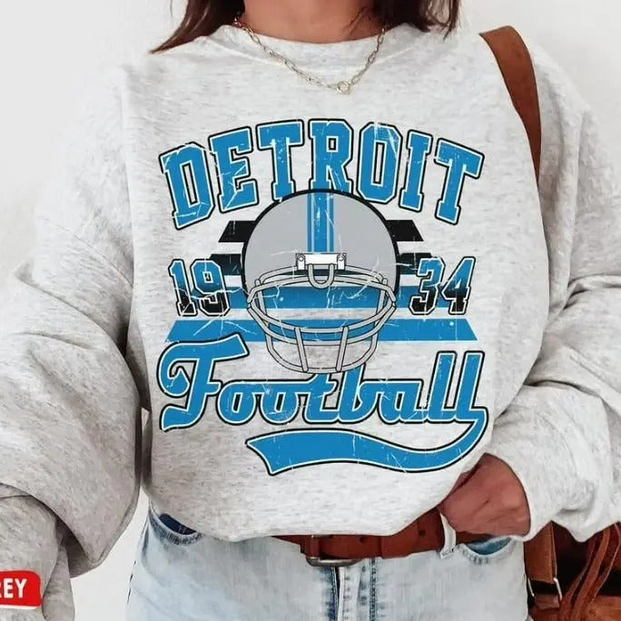 Detroit Football Crewneck Sweatshirt, Football Game Day Sweatshirt