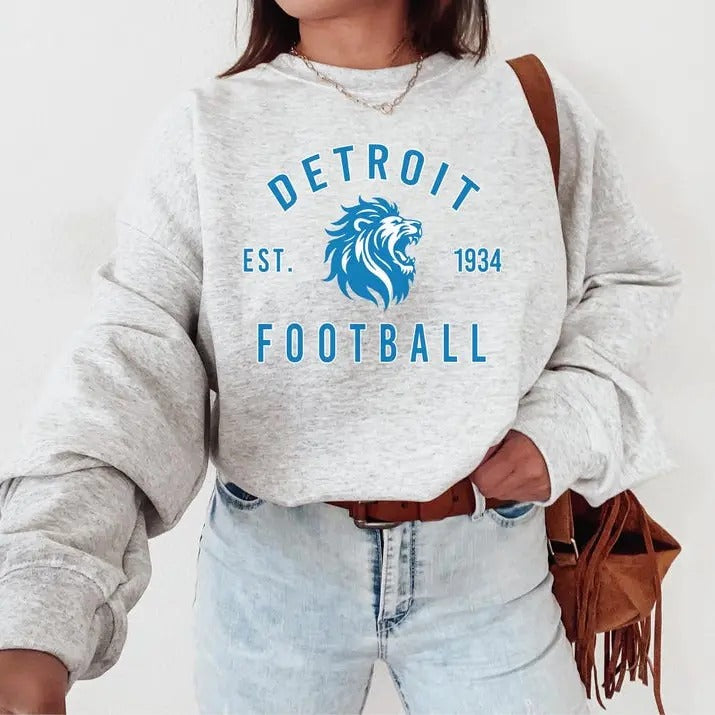 Detroit Football Crewneck Sweatshirt, Lions Sweatshirt, Detroit Fans Gift