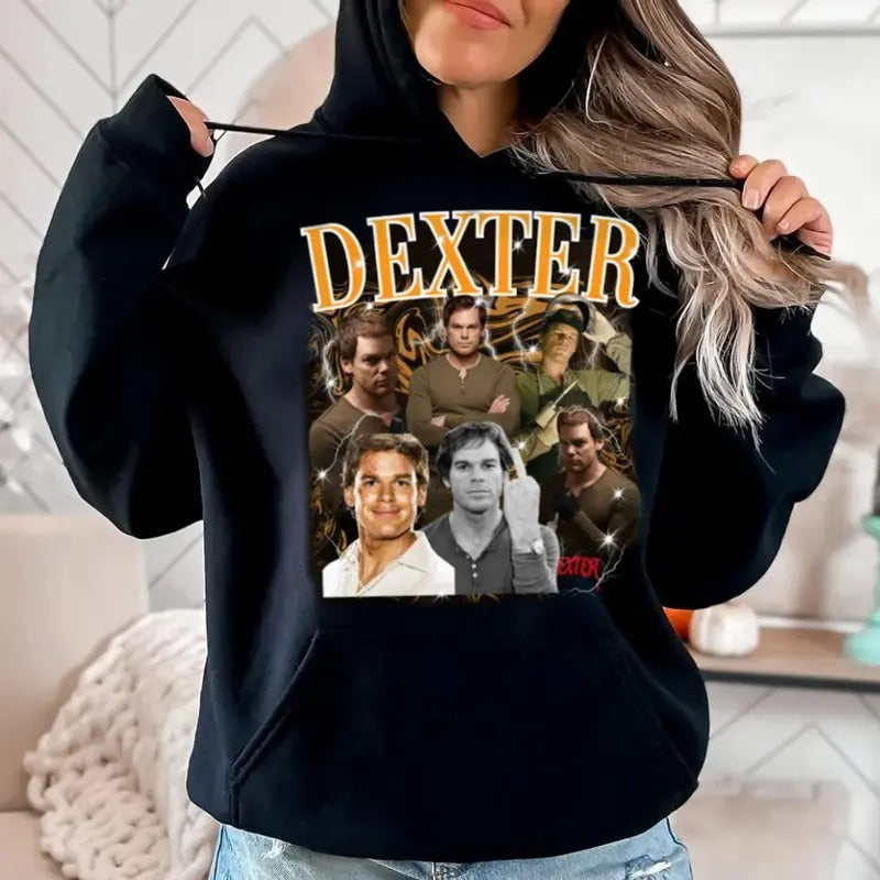 Dexter Hoodie, Dexter Meme Shirts, Dexter Middlee Finge Sweatshirt, Vintage Bootleg Rap Shirt, Unisex Sweater Pullover Tee Cotton Polyester