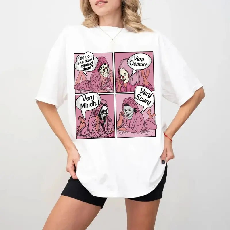 Did You See How I Chased Them Tshirt, Very D3mure Very Mindful Very Scary Shirt, Spooky Halloween Shirt, Scary Skeleton Shirt, Unisex Short Sleeve Tee Shirt, Casual Clothing