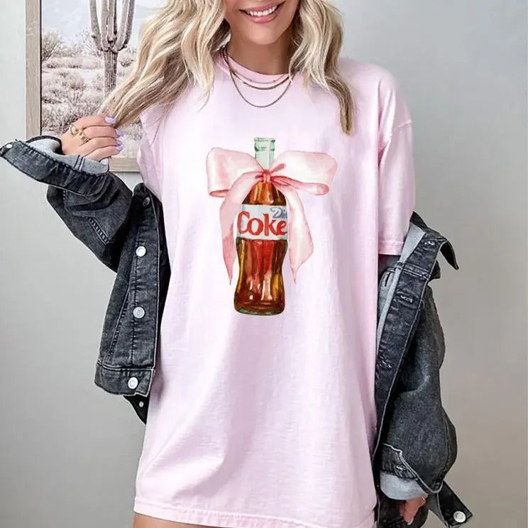 Diet Coke Bow T-Shirt, Drink With Bow Shirt, Just a Girl Who Loves Diet Coke, Weatercolor Bow, Gift For Her