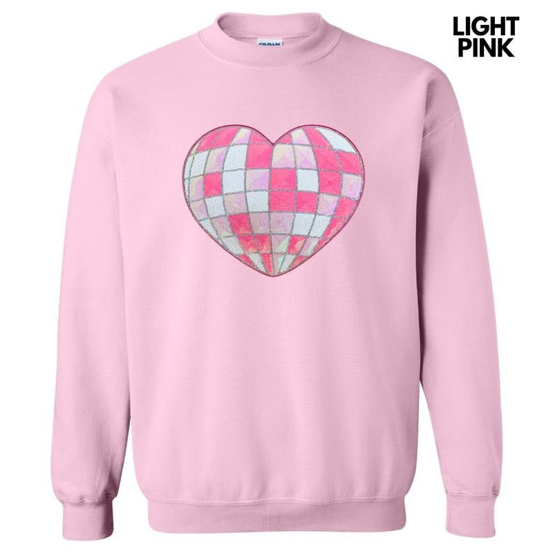 Disco Ball Heart Sequin Patch Sweatshirt