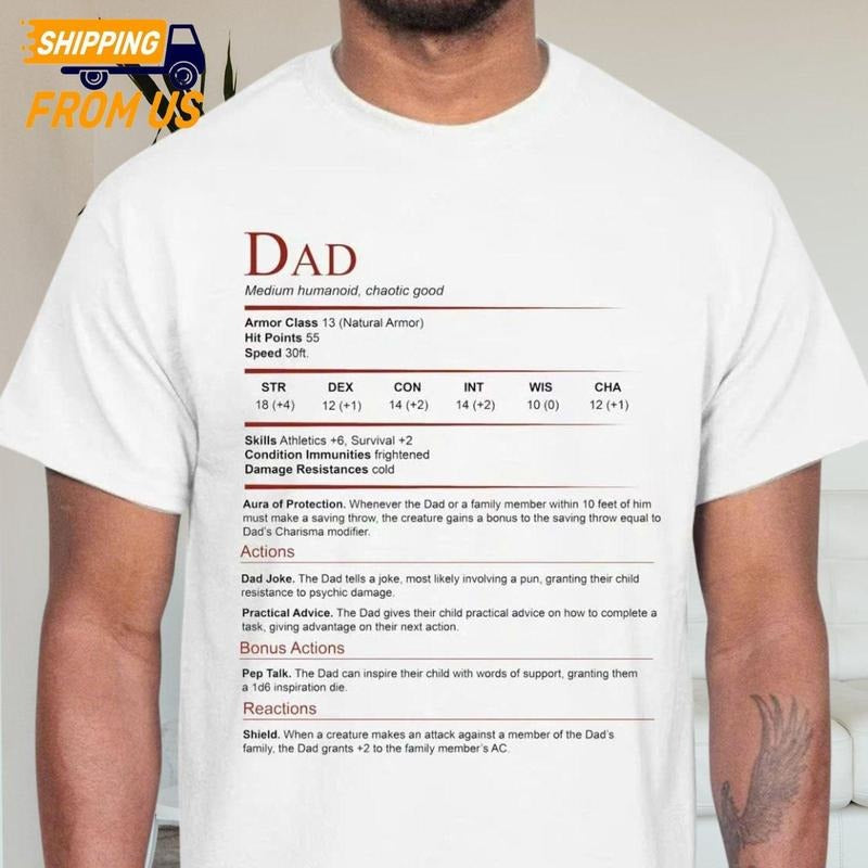 Dnd Dad Shirt, Dad Stat Block Sweatshirt, Dungeons & Dragons Hoodie, Dungeons And Dragons Dad Gift, Dnd Father Day Tshirt