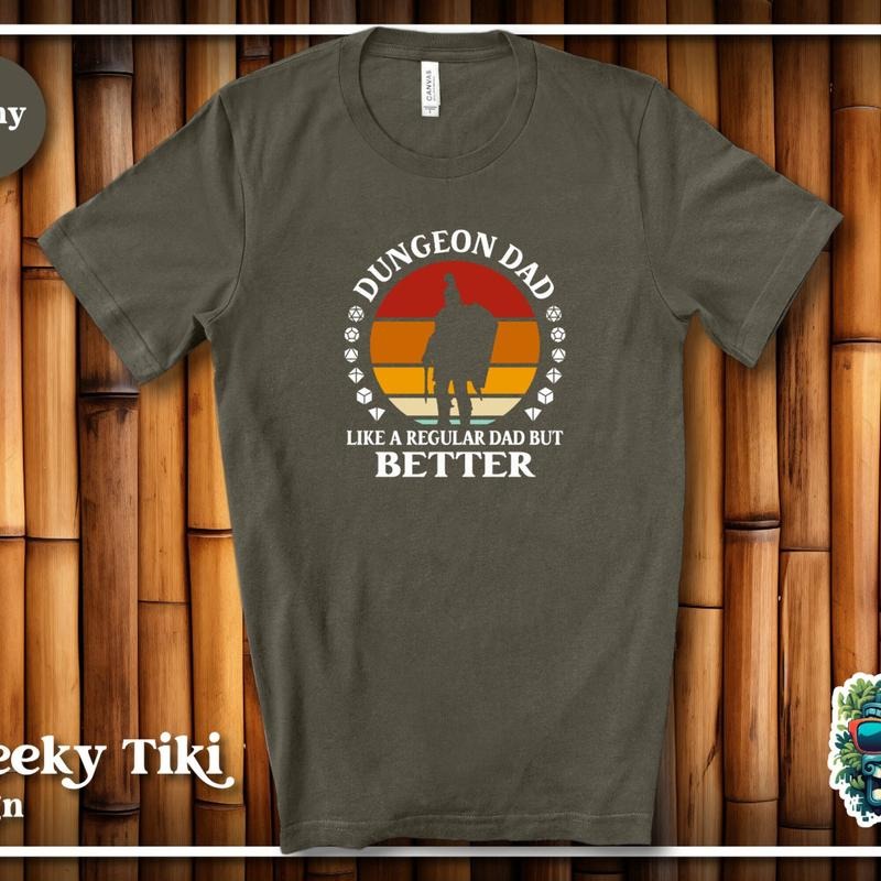 Dnd Dungeon Dad Shirt, Fun Ttrpg, D&D Fathers Day, Bday Or Xmas Gift, Dungeons And Dragons Clothing, For Him, Retro Vintage Sunset