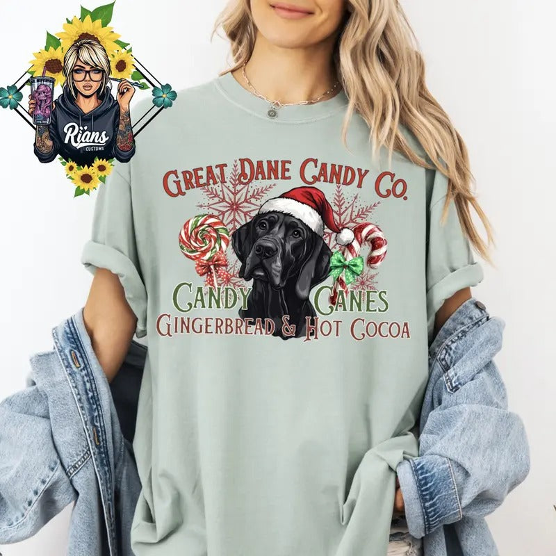 Doggie Christmas Candy Cane Co. Unisex Sized Tshirt