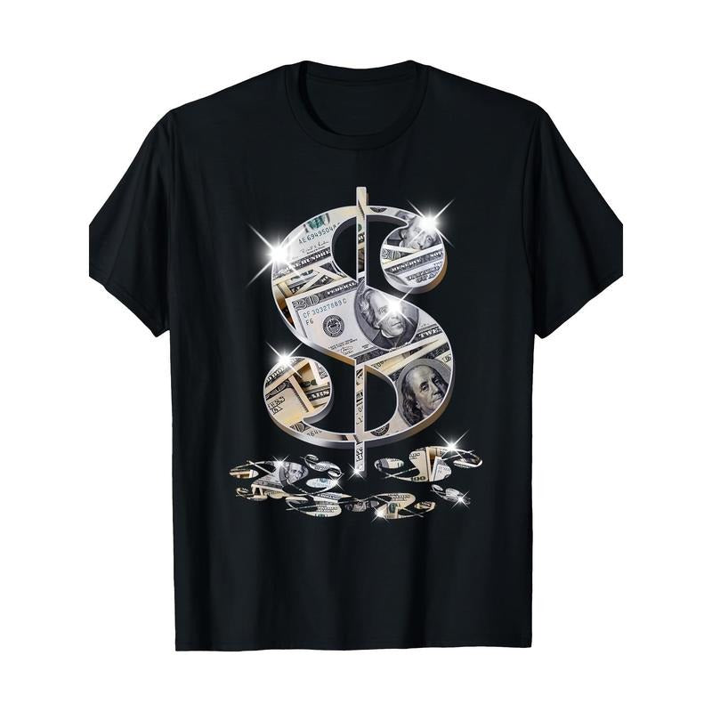 Dollar symbol $$Gift Design Concept T-shirt, men's T-shirt made in usa