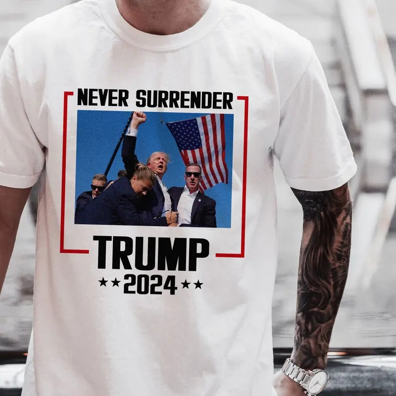 Donald Trum Shooting Shirt, Trum Assassination Attempt Shirt, Never Surrender Shirt, Trum T-Shirt, Trum Tee, Trum 2024 Shirt