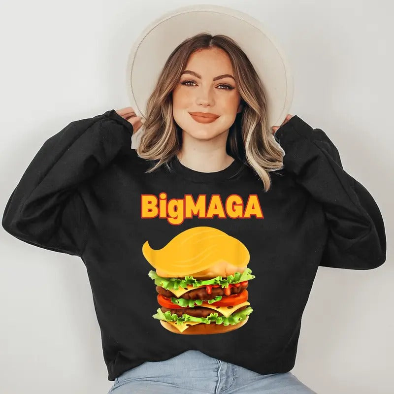 Donald Trump Cheeseburger Big MAGA Hamburger Sweatshirt