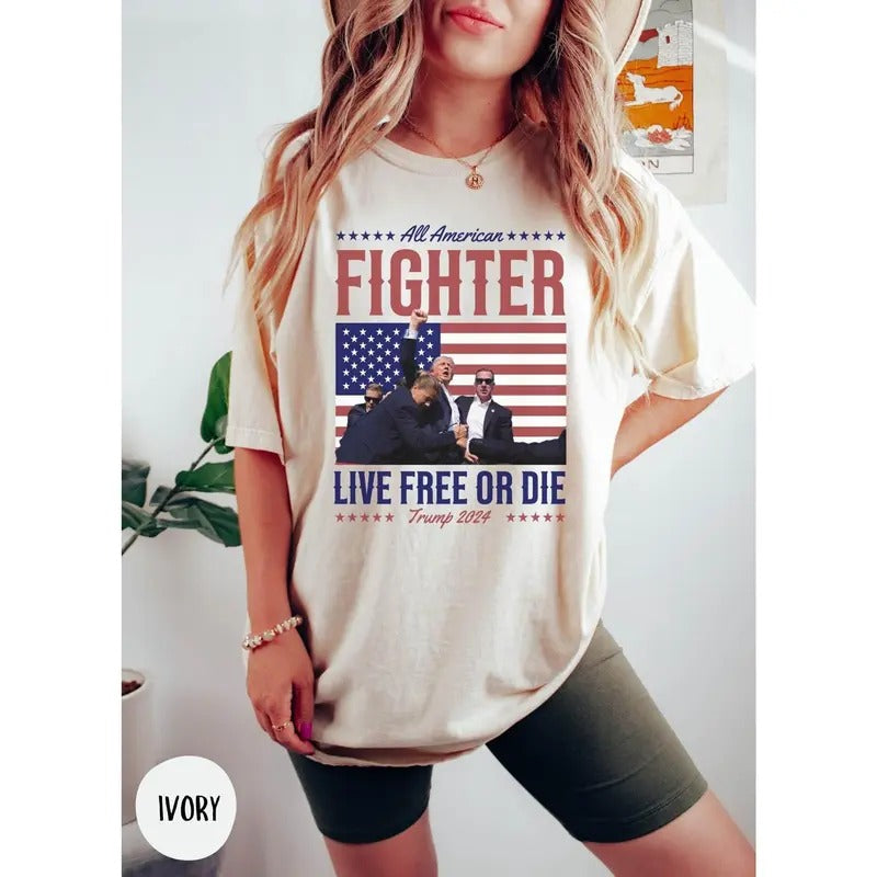 Donald Trump Shot American Fighter Tee, Fist Pumping Trump Bulletproof, Trump Conviction