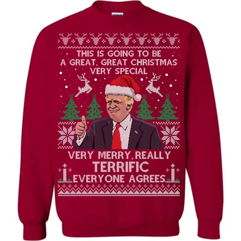 Donald Trump Ugly Christmas Gifts For Boyfriend and Girlfriend Sweashirt