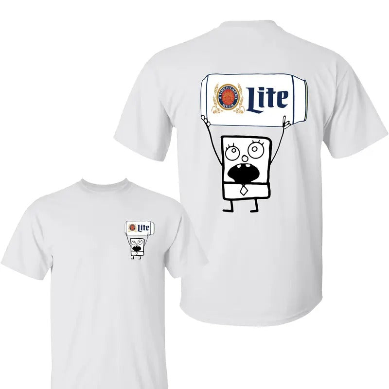 Doodlebob Miler Lite 2 Sided Shirt - Sweatshirt- Hoodie, Miller Lite Shirt , Halloween Shirt, Skeleton Sweatshirt, All Sizes, For Men, For Women