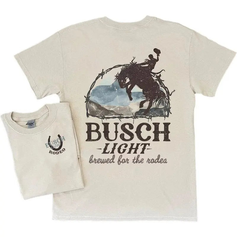 Double Sides Printed Busch light Rodeo T-Shirt, Brews For The Rodeo Unisex T-Shirt Fabric Cotton