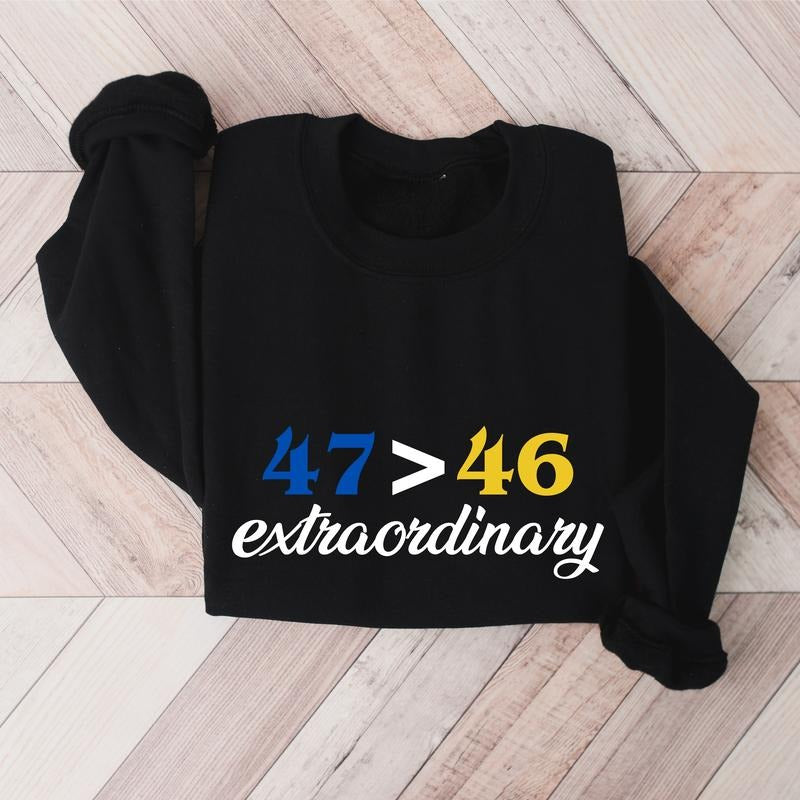 Down Syndrome Awareness Sweatshirt, 47>46 Hoodie, Unisex Extra Chromosome Sweatshirt, Matching Down Syndrome Day, Blue Yellow Supporting Sweater, 3 21 Sweatshirt For Mom. Casual Fabric