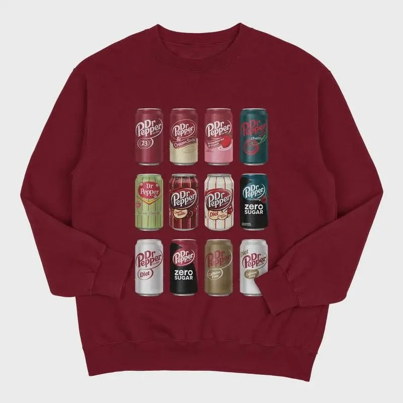 Dr. Pepper Cans Crewneck Sweatshirt, Dr. Pepper Unisex Comfort Sweatshirt, Gift For Her, Gift For Him