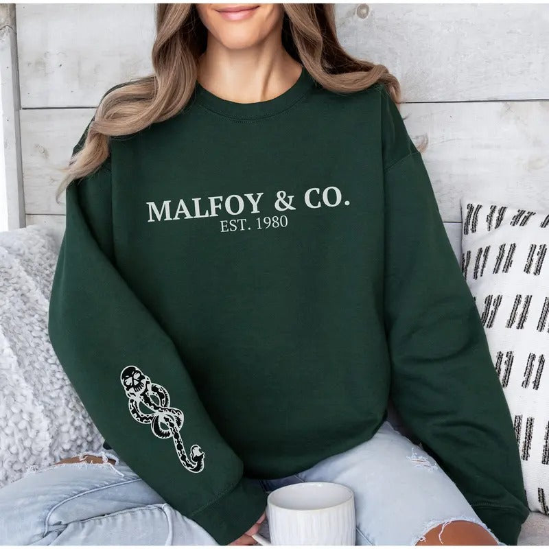 Draco Sweatshirt, Draco Crewneck, Magical Hoodie, Bookish Pullover, Manor Sweater, Green House Shirt, HP Potter Clothing, Wizard Merch Fandom Gift Womenswear Soft Long Sleeves Graphic Fabric Outfit