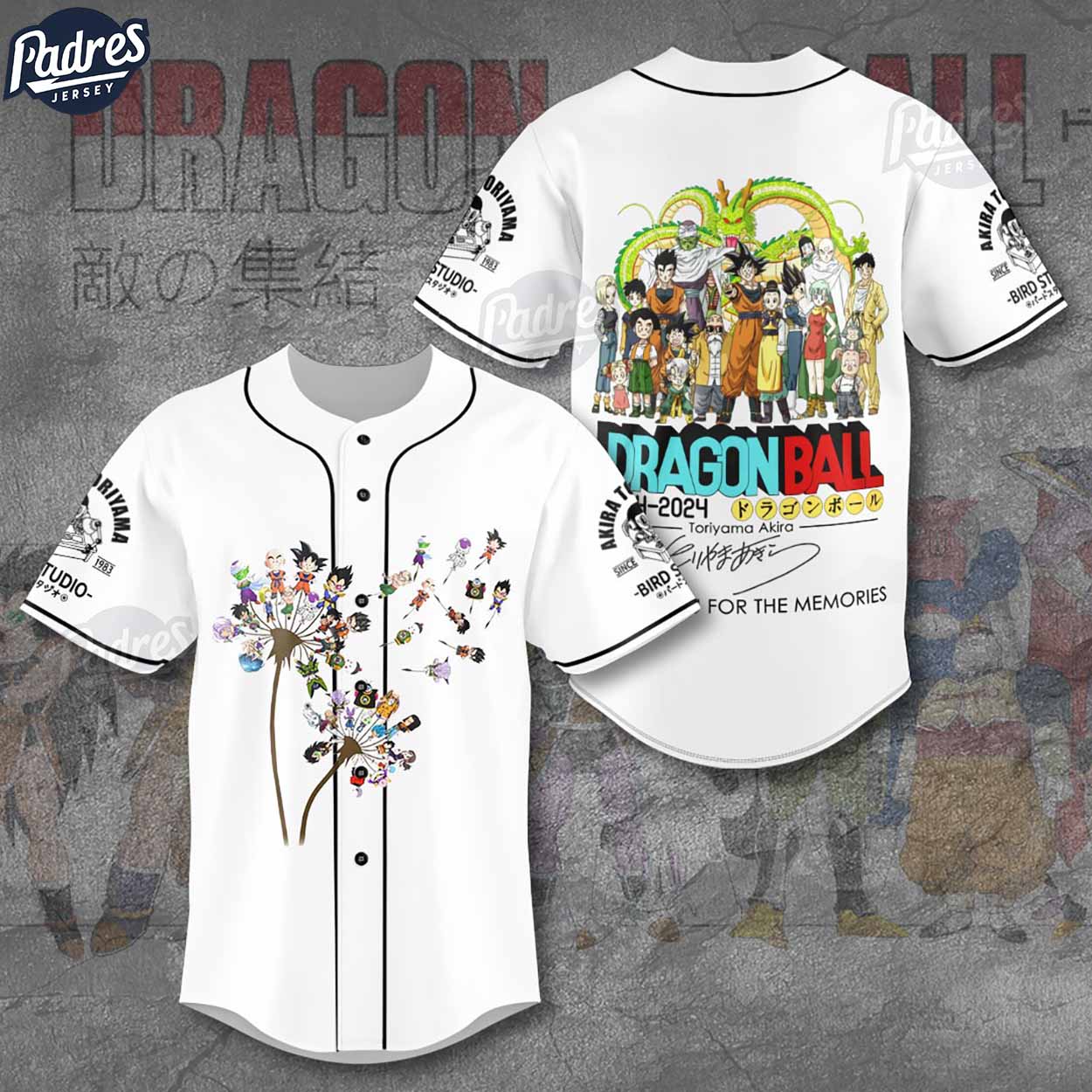 Dragon Ball Z Toriyama White Baseball Jersey - Padres Jersey Oasis: Elevate Your Baseball Style Game