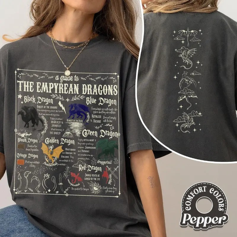 Dragontails Colored Comfort Colors Shirt, Fourth Wing Shirt, Dragon Rider Shirt, Violet Sorrengail, Womenswear Fabric T-Shirt