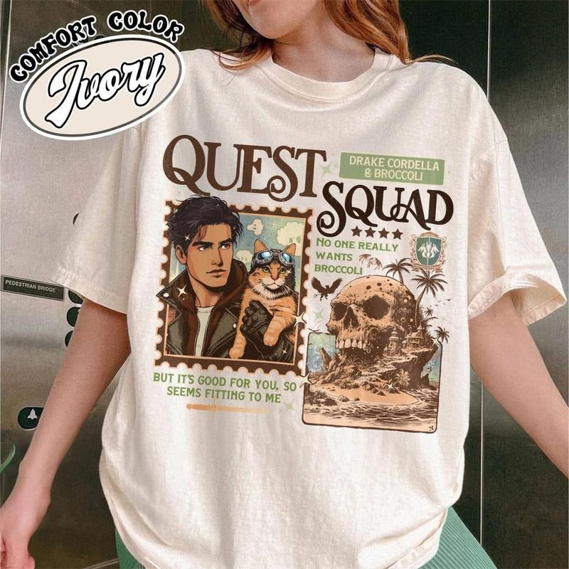 Drake Cordella & Broccoli Shirt, Quest Squad Shirt, Onyx Storm Broccoli Cat Shirt, Broccoli Cat Onyx Storm, Broccoli Cat Shirt