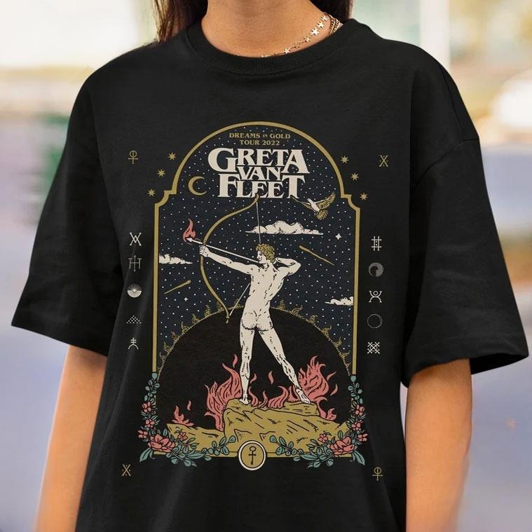 Dreams In Gold Greta Van Fleet T-Shirt _ Retro Graphic Unisex Tee Gift For Men and Women