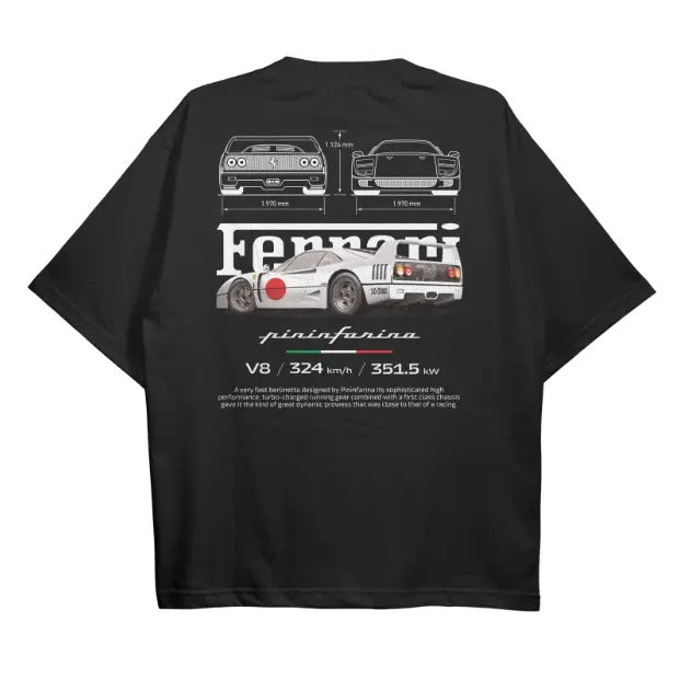 Drive in Style: Car-Themed T-Shirts, F40 BluePrint T-Shirt, F40 BluePrint Technical Specs Shirt, Ride the Style, Racing Sport Car Shirt Menswear Top