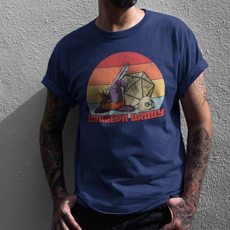Dungeon Daddy Dnd T Shirt, Retro Critical Role Tshirt Dungeon Master Player Gift For Dad