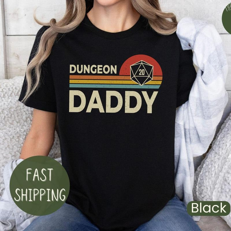 Dungeon Daddy, Funny Gamer Dad Gift, Dungeon Master Shirt, Retro Dnd Shirt, 20 Sided Dice, Critical Roll Shirt, Dungeons And Dragons Shirt