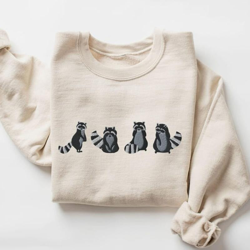 EMBROIDERED Raccoon Sweatshirt, Cute Raccoons Sweater, Raccoon Crewneck, Raccoon Gifts, Racoon Sweat Shirt, Feral But Cute, Racoon Gift