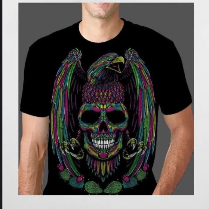 Eagle skull Small size shirt Cotton Casual Black Menswear