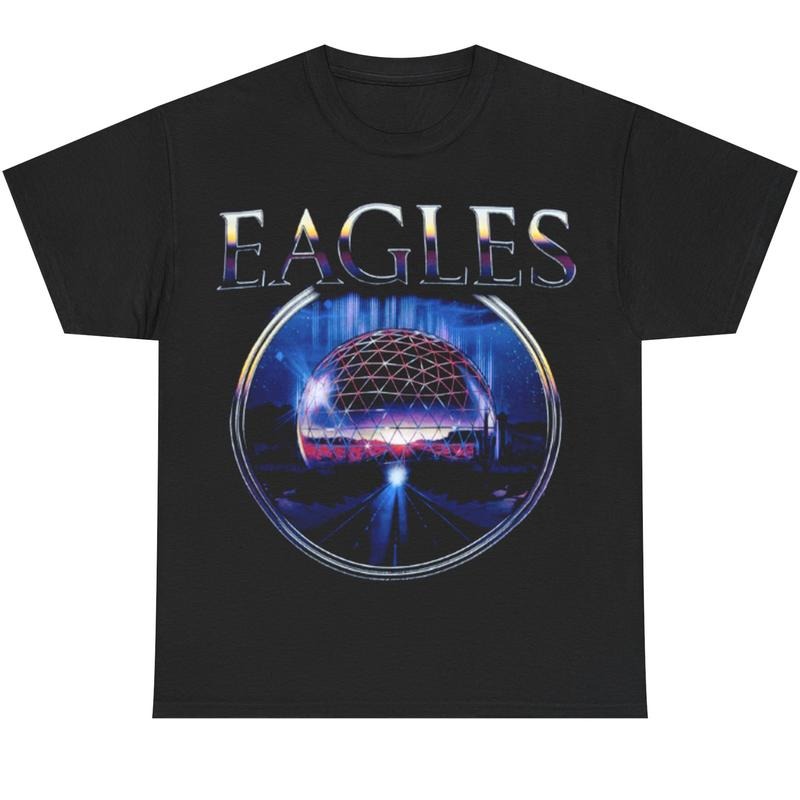 Eagles Sphere Las Vegas Graphic Tee, Futuristic Concert Dome Design, Retro Tour Merch Shirt, Black Unisex Rock Band T-Shirt, Music Fan Apparel