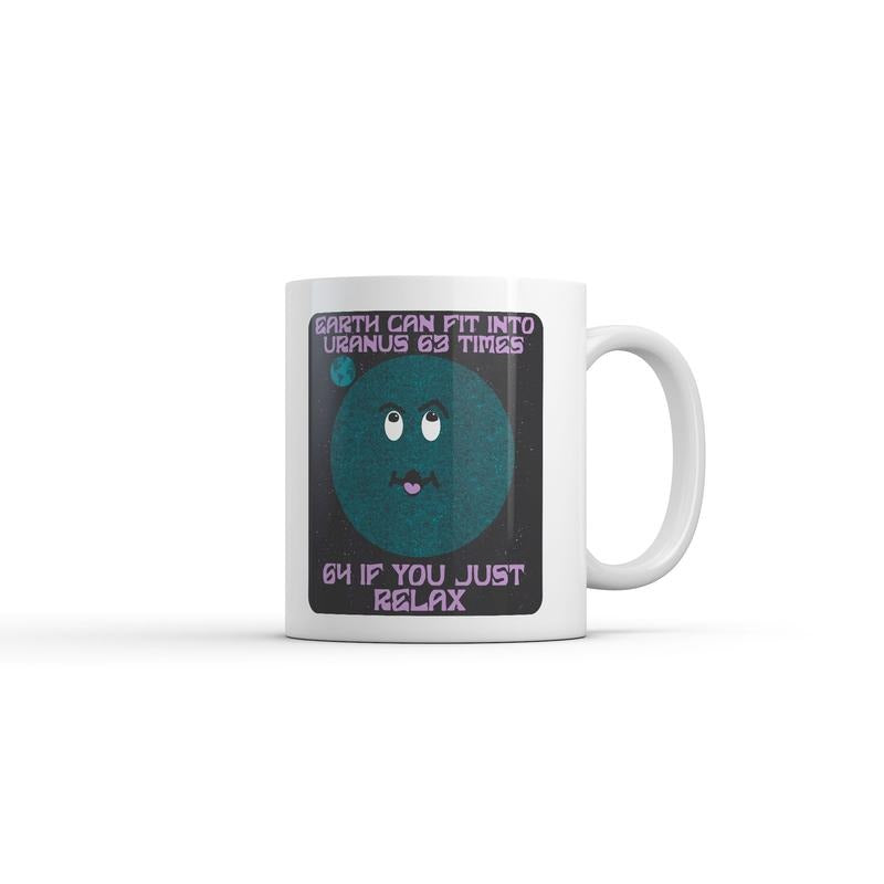 Earth Can Fit Into Uranus 63 Times Mug Funny Sarcastic Space Graphic Novelty Coffee Cup-11oz Funny Coffee Mugs Ceramic Printed Drinkware Cup