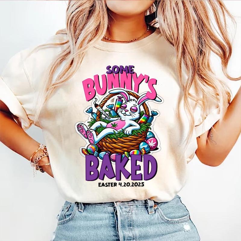 Easter Bunny Weed Smoking Rabbit Cannabis 420 Day Shirt, Some Bunny's Baked Easter, Christian Tee Bible Jesus Lover Gift