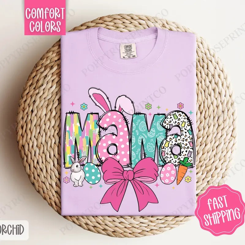 Easter Mama Shirt Comfort Colors, Easter Tshirt, Trendy Mom Tee, Gift for Her
