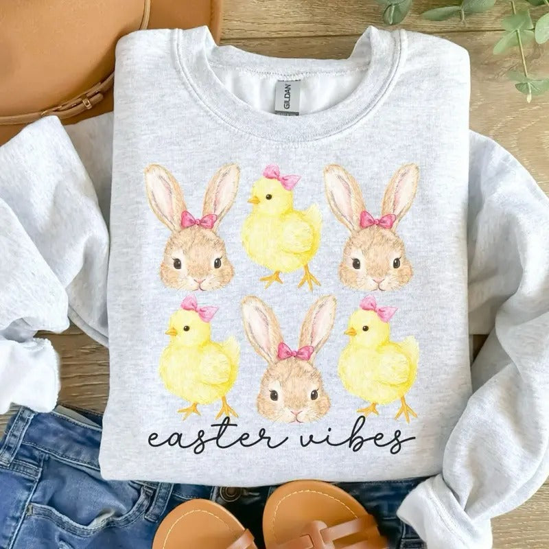 Easter Vibes - Ash Grey - Sublimation- - Unisex Jersey Sweatshirt