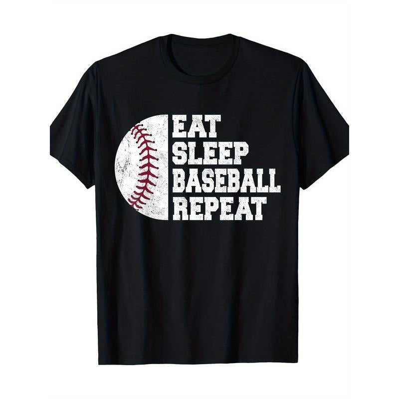 Eat Sleep Baseball Repeat Baseball Player Funny Baseball T-Shirt|100% Cotton|220g made in usa