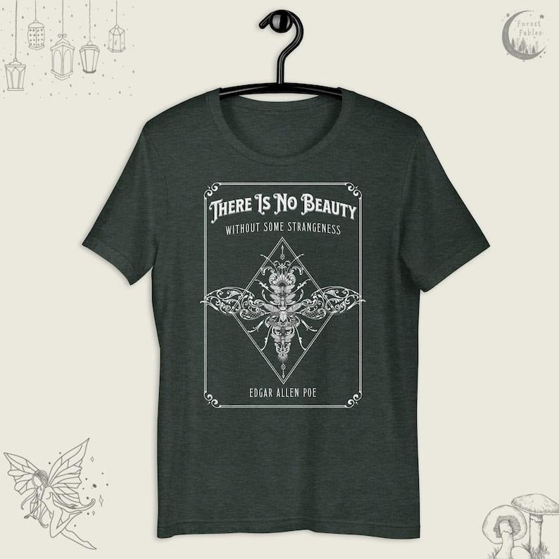 Edgar Allen Poe Moth Shirt, Butterfly T Shirt, Quote Shirt, Whimsical Dark Academia Tee, Literary Shirt, Poetry Lover Gift For Her designer shirts