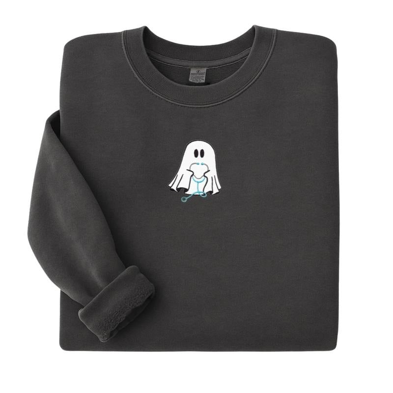 Embroidered 'Nurse Ghost Stethoscope' Cozy Crew