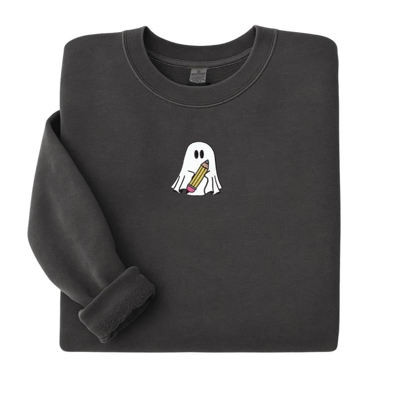 Embroidered 'Teacher Ghost Pencil' Cozy Crew
