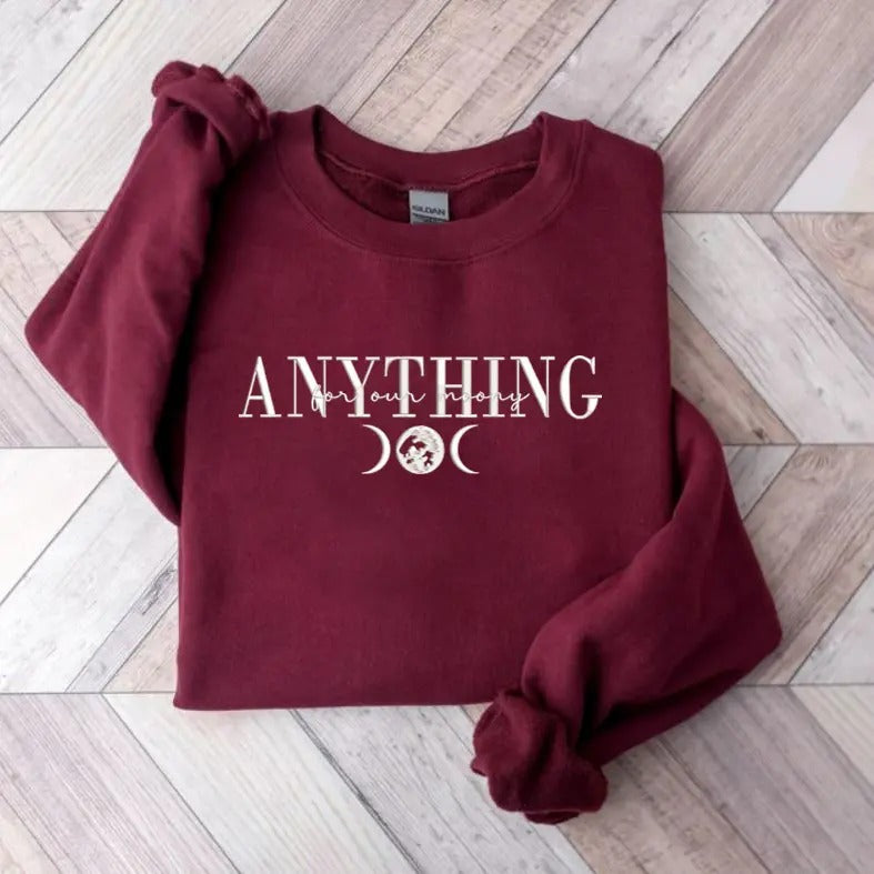 Embroidered Anything For Our Moony Sweatshirt, Harry Fandom Unisex Sweatshirt, Marauders Embroidered Sweatshirt, Wizard Book Gift Crewneck, Wizard Sweater, HP Books Inspired Tee