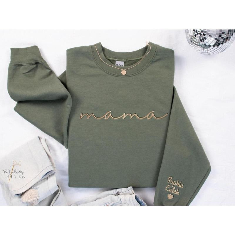 Embroidered Personalized Mama Sweatshirt, Mother's Day Gift, New Mom Gift, Minimalist Cool Mom Sweater, Women 124