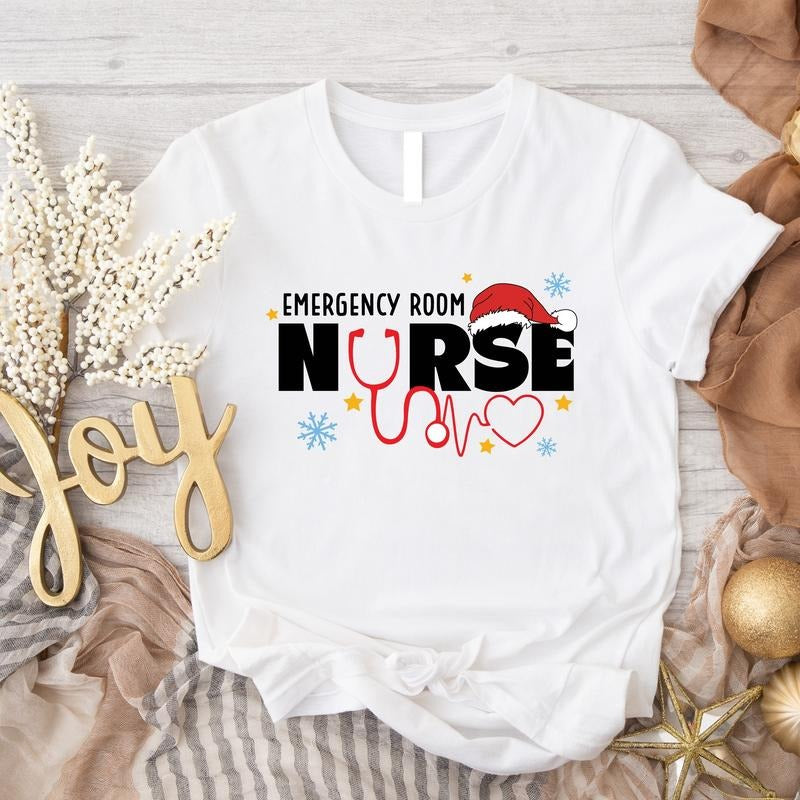 Emergency Room Nurse Shirt, ER Nurse Crew Christmas Tee, Emergency Department T-Shirt, ER Nurse Holiday Gift Tee, Matching Squad Hospital Tee.