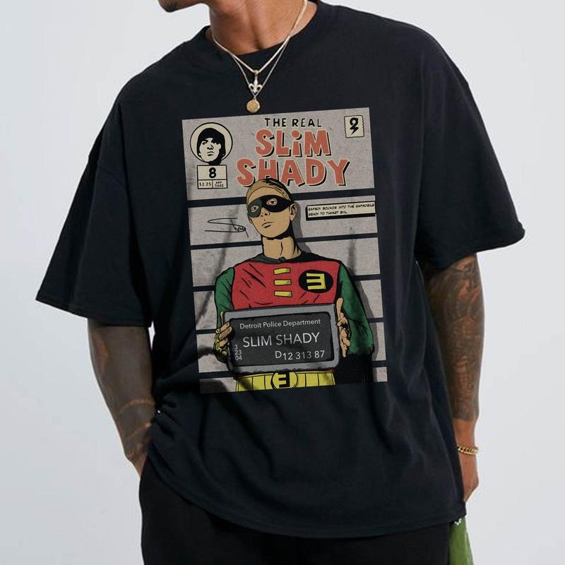 Eminem T-Shirt The Real Slim Shady T-Shirt Rapper Trendy Shirt aesthetic T-Shirt Summer The Eminem Show Encore Rap God Comic Style Hip Hop Cotton Fabric
